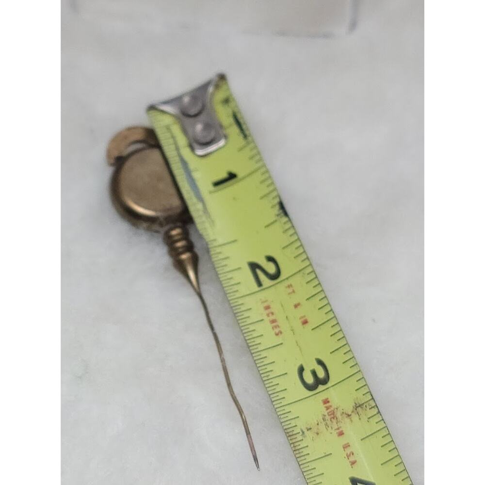 Antique Victorian Hematite Stick Pin Rhinestone Accent Art Nouveau Lapel Jewelry - Picture 7 of 7